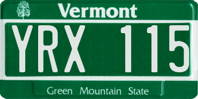 VT license plate YRX115