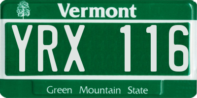 VT license plate YRX116