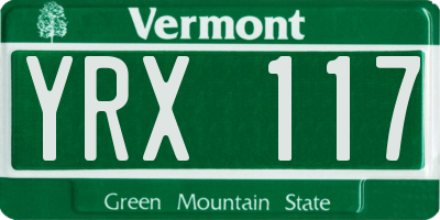 VT license plate YRX117