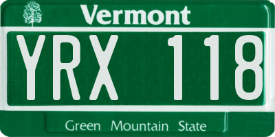 VT license plate YRX118