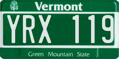 VT license plate YRX119