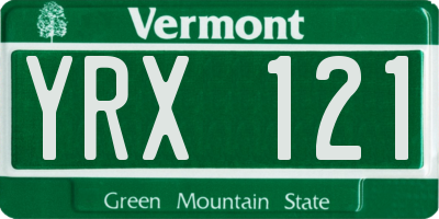 VT license plate YRX121