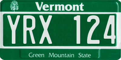 VT license plate YRX124