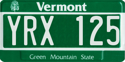 VT license plate YRX125