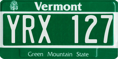 VT license plate YRX127