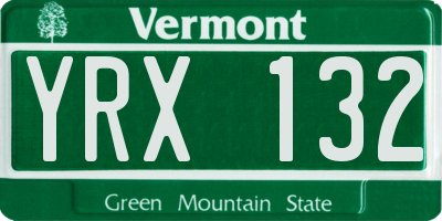 VT license plate YRX132