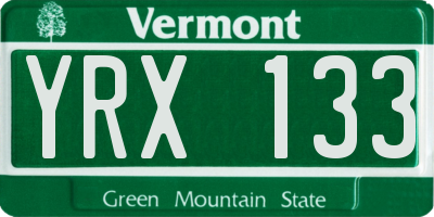 VT license plate YRX133