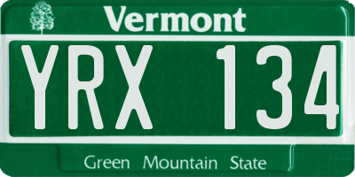 VT license plate YRX134