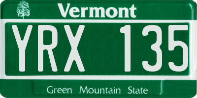 VT license plate YRX135