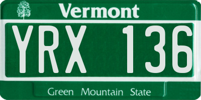 VT license plate YRX136