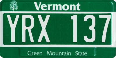 VT license plate YRX137