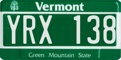 VT license plate YRX138