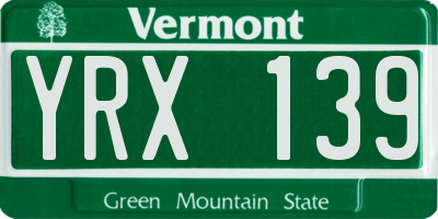 VT license plate YRX139