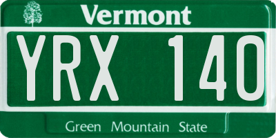 VT license plate YRX140