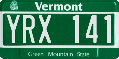 VT license plate YRX141