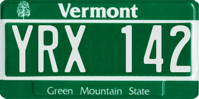 VT license plate YRX142