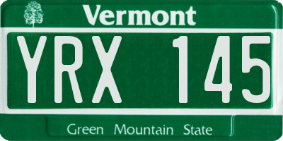 VT license plate YRX145