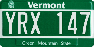 VT license plate YRX147