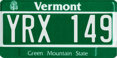VT license plate YRX149