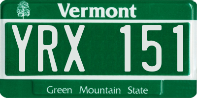 VT license plate YRX151