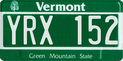 VT license plate YRX152