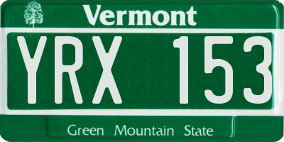 VT license plate YRX153