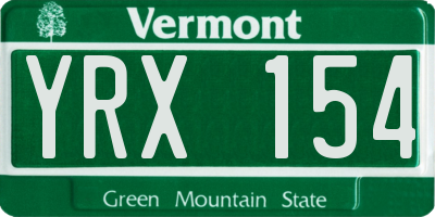 VT license plate YRX154
