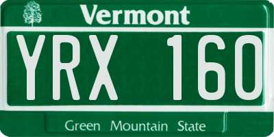 VT license plate YRX160