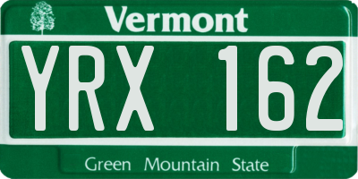 VT license plate YRX162