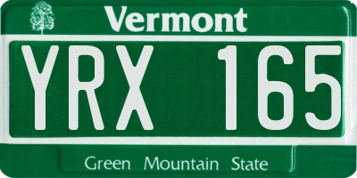 VT license plate YRX165