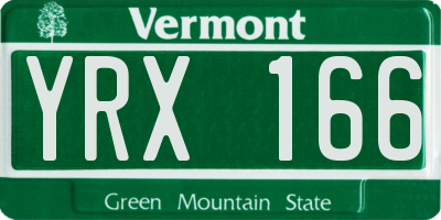 VT license plate YRX166