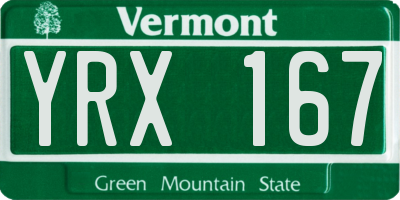 VT license plate YRX167