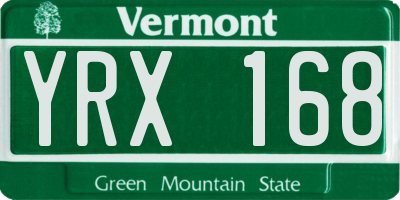 VT license plate YRX168
