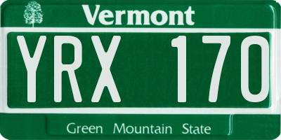 VT license plate YRX170