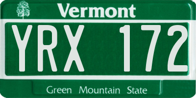 VT license plate YRX172
