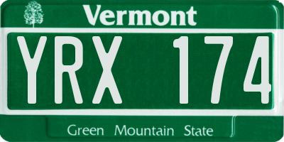VT license plate YRX174