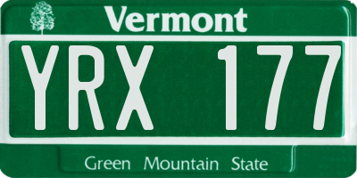 VT license plate YRX177