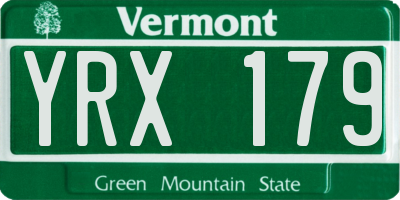 VT license plate YRX179