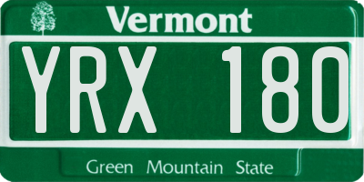 VT license plate YRX180