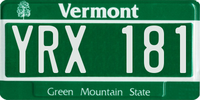VT license plate YRX181