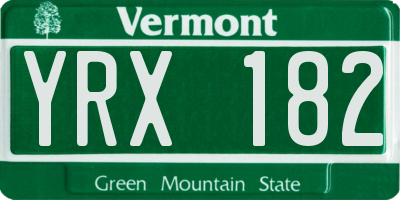VT license plate YRX182