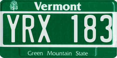 VT license plate YRX183