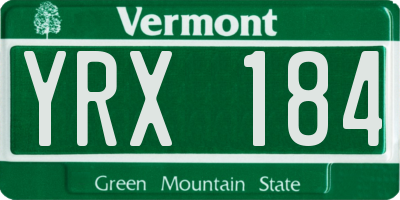 VT license plate YRX184