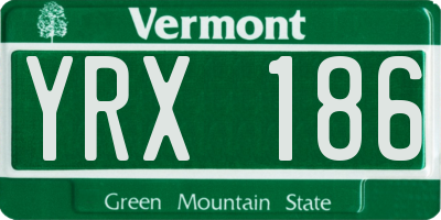 VT license plate YRX186