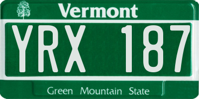VT license plate YRX187