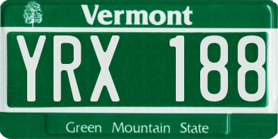 VT license plate YRX188