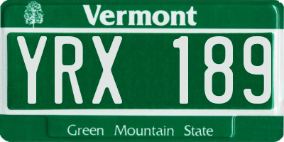 VT license plate YRX189