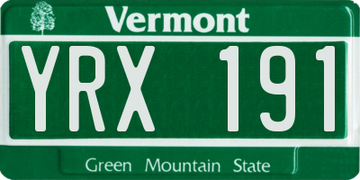VT license plate YRX191