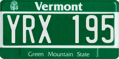 VT license plate YRX195