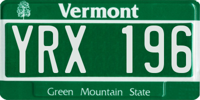 VT license plate YRX196